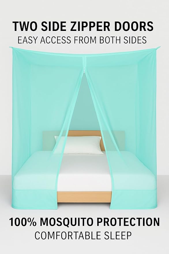 Desi Mosquito Net with Double Door with double handle Zipper