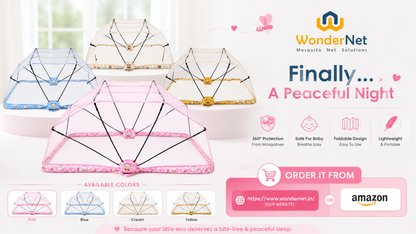WonderNet Baby Mosquito Net: | Easy to Setup | Easy to Fold | Easy to Store | Easy to Carry |