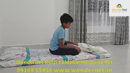 WonderNet Pop-Up Mosquito Net for Double Bed | Foldable King/Queen Size Tent (Washable)