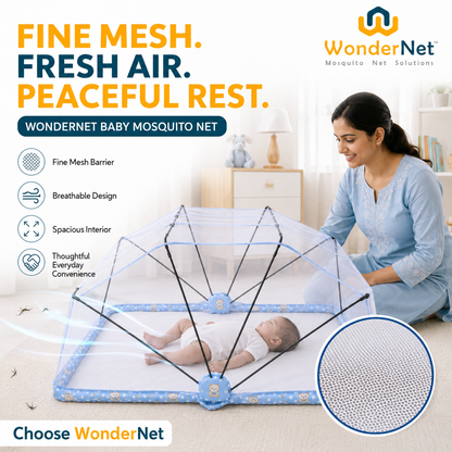 WonderNet Baby Mosquito Net: | Easy to Setup | Easy to Fold | Easy to Store | Easy to Carry |