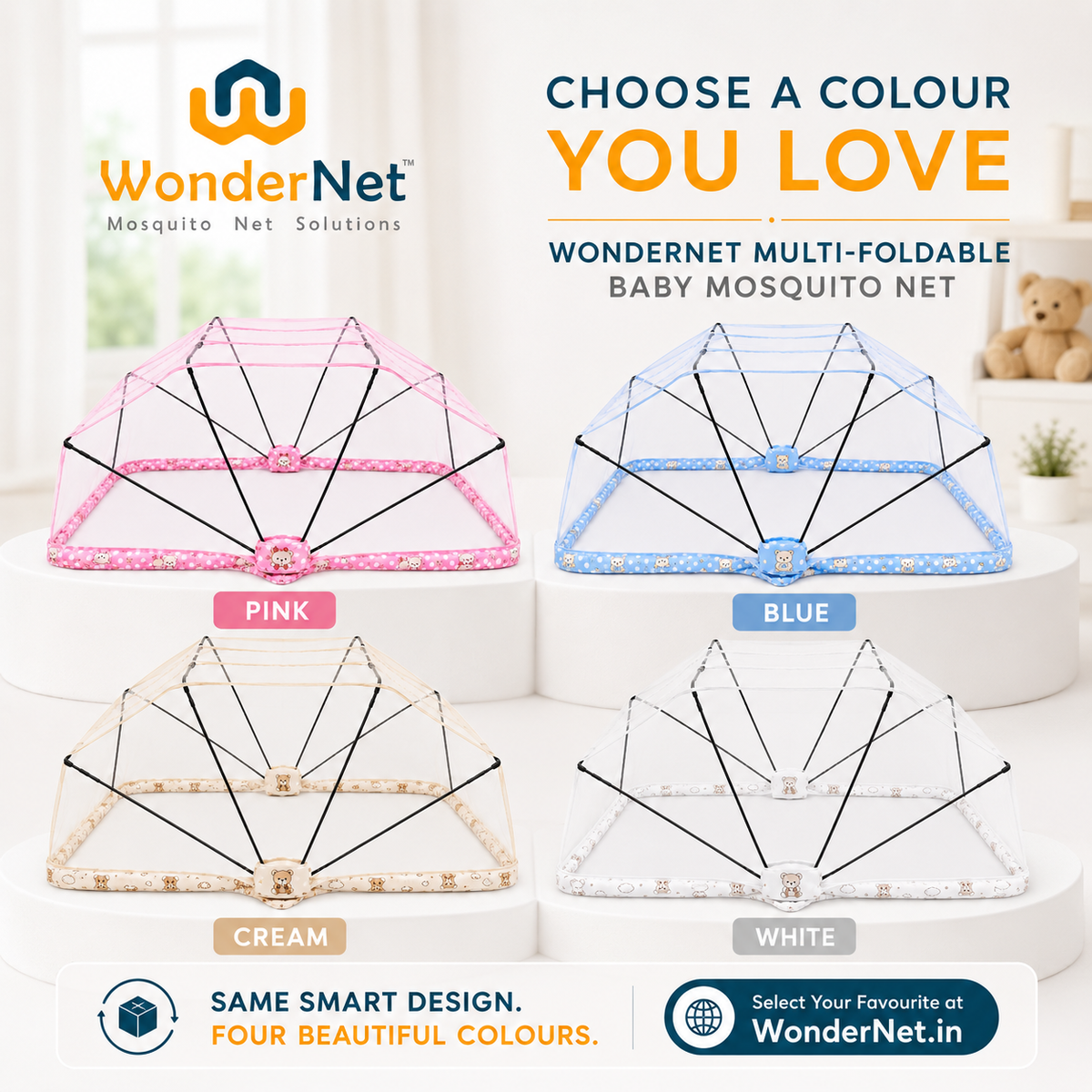 WonderNet Baby Mosquito Net: | Easy to Setup | Easy to Fold | Easy to Store | Easy to Carry |