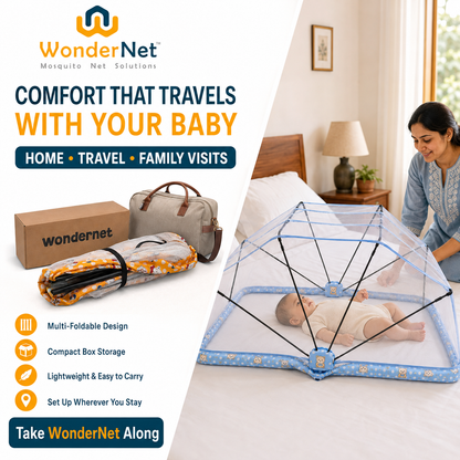 WonderNet Baby Mosquito Net: | Easy to Setup | Easy to Fold | Easy to Store | Easy to Carry |